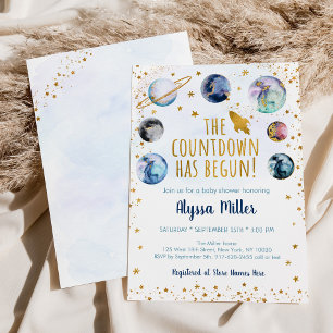 Countdown is begonnen met Blue Gold Space Baby sho Kaart