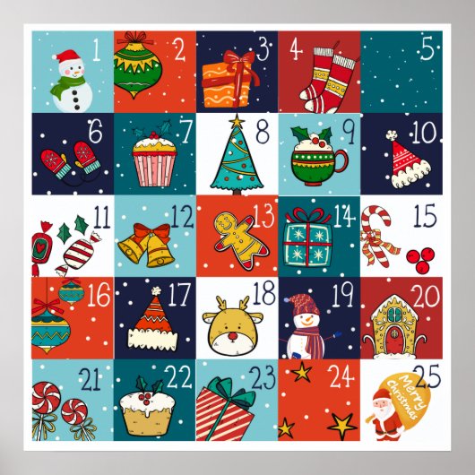 Countdown naar Kerstmis Adventkalender Poster (Voorkant)