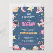 Countdown Space Girl Baby shower Kaart (Voorkant)