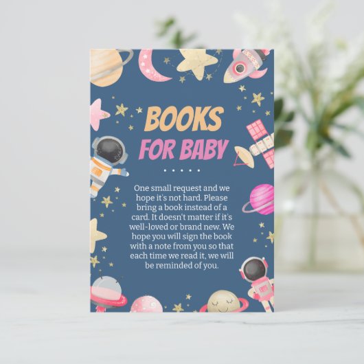 Countdown Space Girl Boeken voor Baby Informatiekaartje (Staand voorkant)