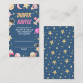 Countdown Space Girl Luier Raffle Ticket Informatiekaartje (Voorkant / Achterkant)