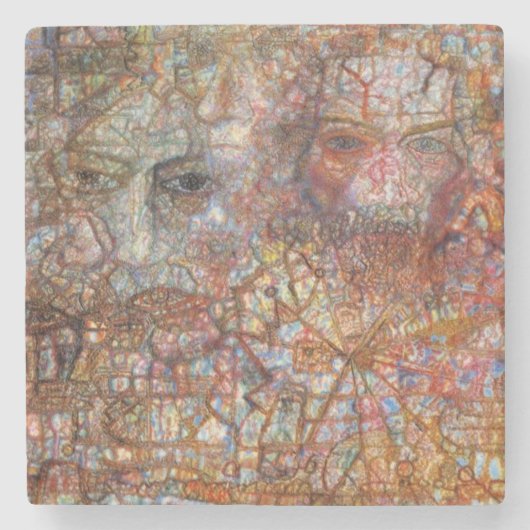 Countenances: Two Faces (door Pavel Filonov) Stenen Onderzetter (Voorkant)