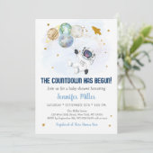 Counterdown heeft Astronaut Space Baby shower gest Kaart (Staand voorkant)