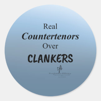 Countertenoren Boven Kletterende Blauwe Anti-AI Ro Ronde Sticker