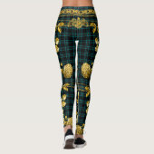 Countess Black Blauwgroen Green Pset Gold Floral Leggings (Achterkant)