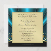 Countess Blauwgroen Silk Gather Gold Scroll Invita Kaart (Achterkant)