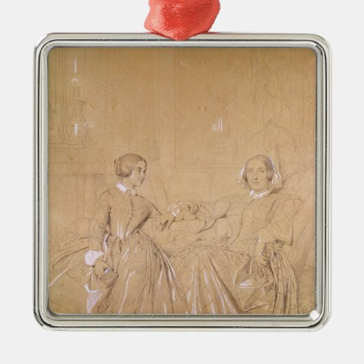 Countess Charles d'Agoult en haar dochter Metalen Ornament (Voorkant)