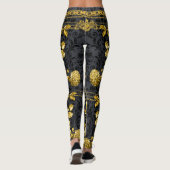 Countess Gold Chain Floral Black op Black Damask Leggings (Achterkant)