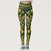 Countess Gold Chain Floral Shamrock Black Leggings (Voorkant)