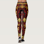 Countess Gold Floral Chain Red Black Damask Leggings (Achterkant)