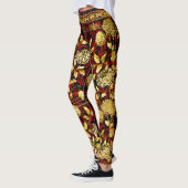 Countess Gold Floral Chain Red Black Damask Leggings (Links)