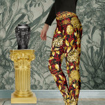 Countess Gold Floral Chain Red Black Damask Leggings<br><div class="desc">Zwarte rode en goudluxe leggings met acanthus bladeren,   bloemen en goudketens op een zwarte en rode vocht.</div>