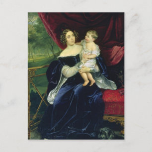 Countess Olga Ivanovna Orlov met haar dochter Briefkaart