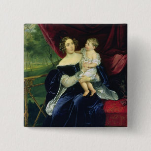 Countess Olga Ivanovna Orlov met haar dochter Vierkante Button 5,1 Cm