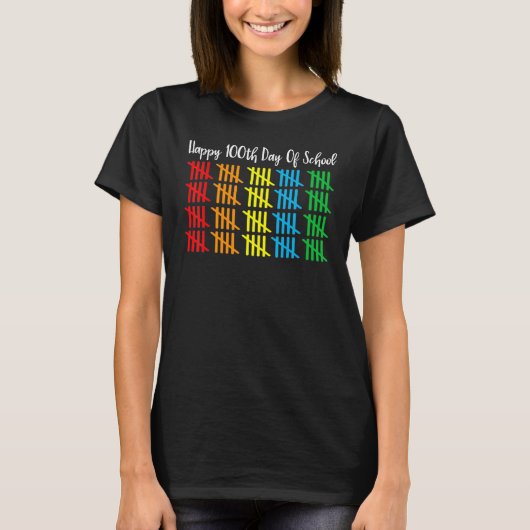 counting 100 lines tally marks happy 100th day of t-shirt (Voorkant)