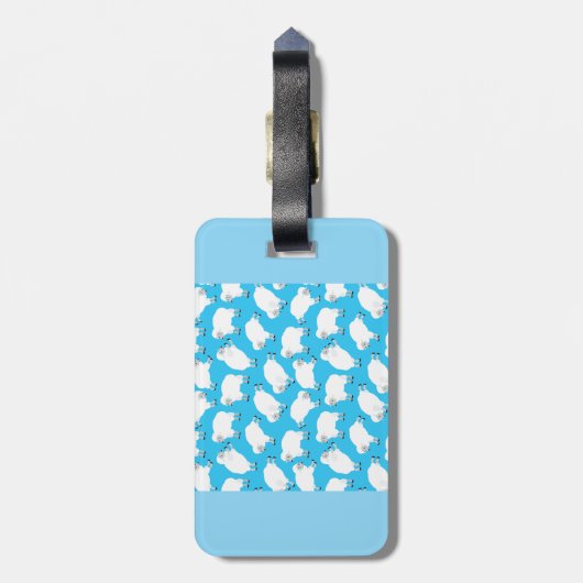 Counting Sheep Blue Nursery Pattern Bagagelabel (Achterkant verticaal)