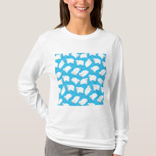 Counting Sheep Blue Nursery Pattern T-shirt (Voorkant)