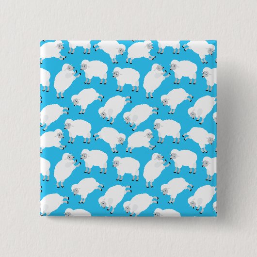 Counting Sheep Blue Nursery Pattern Vierkante Button 5,1 Cm (Voorkant)