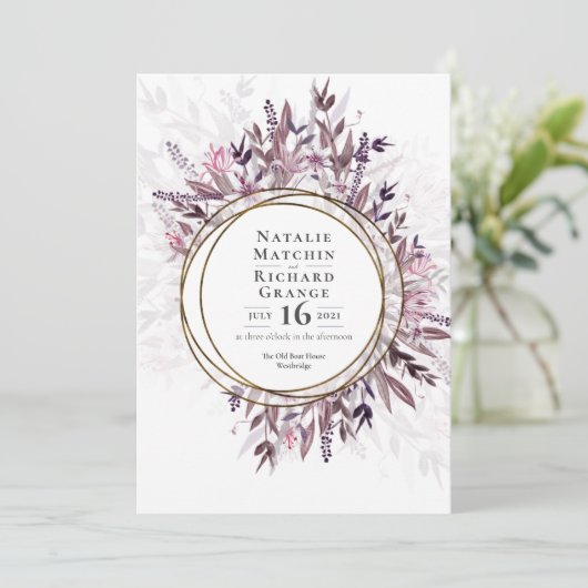 Country art bloemenbruiloft uitnodigen, kaart (Staand voorkant)