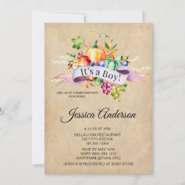 Country Autumn Lights Boy Baby shower Kaart