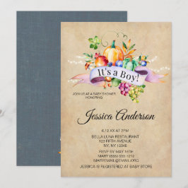 Country Autumn Lights Boy Baby shower Kaart
