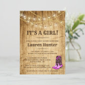 Country Baby shower Uitnodiging voor meisje (Staand voorkant)