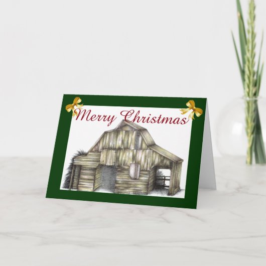 Country Barn Christmas Wenskaart Feestdagen Kaart (Voorkant)