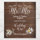 Country Barn Daisy Wedding Wine Barefoot Bride™ Wijn Etiket (Enkel label)