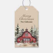 Country Barn Plaid Kerstmis Cadeaulabel (Voorkant)