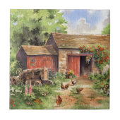 "Country Barn" Rustic Barnyard Scene Tegeltje (Voorkant)