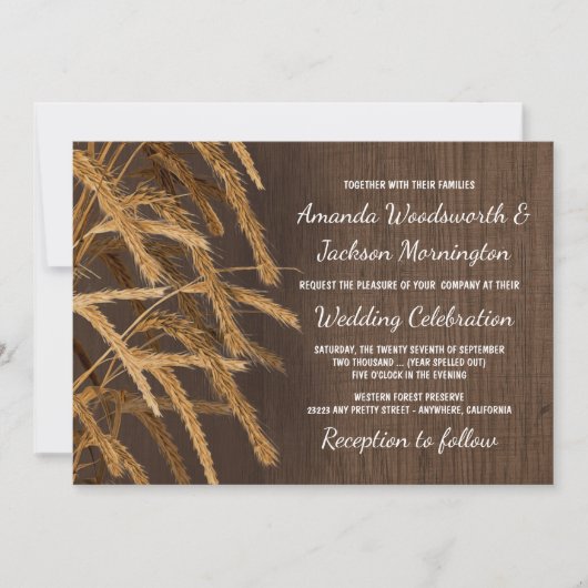 Country Barn Rustic Hay Tarwe Huwelijksuitnodiging Kaart (Voorkant)