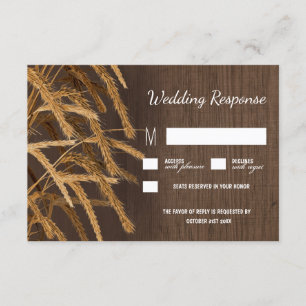 Country Barn Rustic Hay Wheat Wedding RSVP-kaarten RSVP Kaartje
