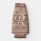 Country Barn Rustieke Houten Monogram Fles Koeler (Voorkant)