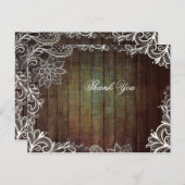 Country Barn Wood Lace Rustieke bruiloft Dank u Briefkaart (Voorkant / Achterkant)