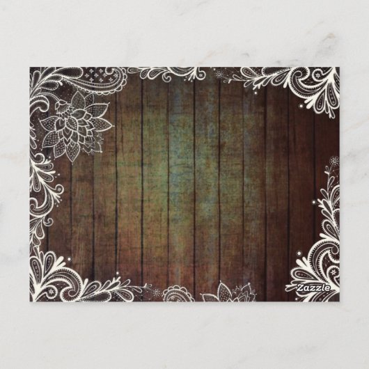Country Barn Wood Lace Rustieke bruiloft Dank u Briefkaart (Achterkant)