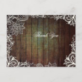 Country Barn Wood Lace Rustieke bruiloft Dank u Briefkaart (Voorkant)