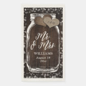 Country Barn Wood Mason Jar Mr & Mrs Wedding Servet (Voorkant)