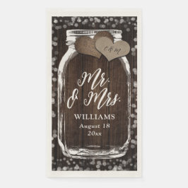 Country Barn Wood Mason Jar Mr & Mrs Wedding Servet