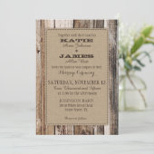 Country Barn Wood Rustieke bruiloft uitnodiging Ka (Staand voorkant)