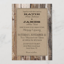 Country Barn Wood Rustieke bruiloft uitnodiging Ka