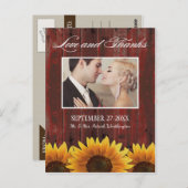 Country Barn Wood Rustieke Zonnebloem Dank u Kaart (Voorkant / Achterkant)