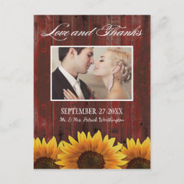 Country Barn Wood Rustieke Zonnebloem Dank u Kaart