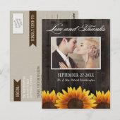 Country Barn Wood Rustieke Zonnebloem Dank u Kaart (Voorkant / Achterkant)