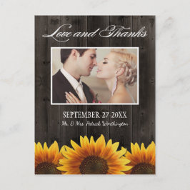 Country Barn Wood Rustieke Zonnebloem Dank u Kaart