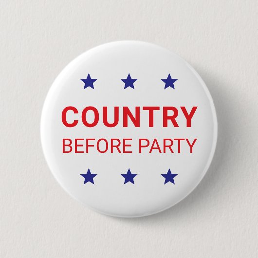 Country Before Party Democracy Pinback Button (Voorkant)
