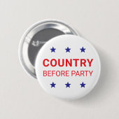 Country Before Party Democracy Pinback Button (Voorkant /achterkant)