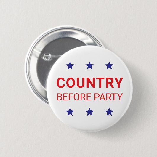 Country Before Party Democracy Pinback Button (Voorkant /achterkant)