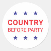 Country Before Party Political Ronde Sticker (Voorkant)