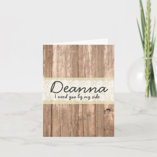 Country Beige Lace and Wood Bridesmaid Request (Voorkant)