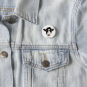 Country Black and White Cow Face Ronde Button 3,2 Cm (In situ)